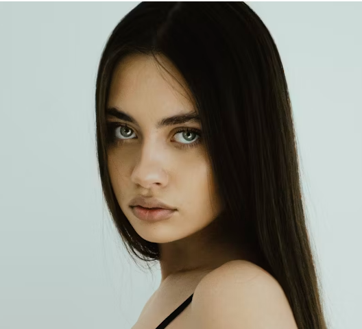 Woman with dark hair portrait