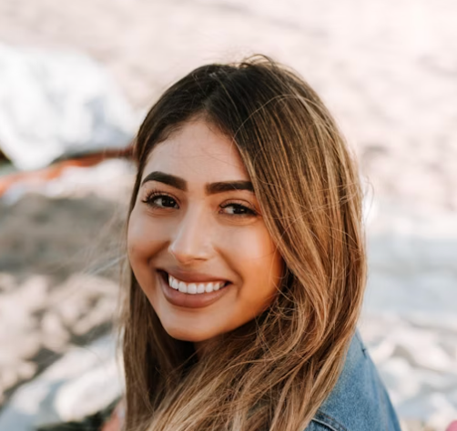 Smiling woman with brown hair